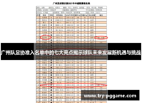 广州队足协准入名单中的七大亮点揭示球队未来发展新机遇与挑战